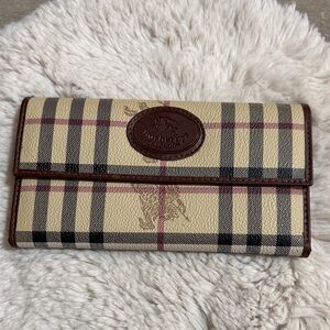 Vintage Burberry’s London Nova Check Leather Long Wallet